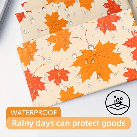 10 Fall leaves poly mailers 10x13 plus thank you cards & stickers - Picture 3 of 5